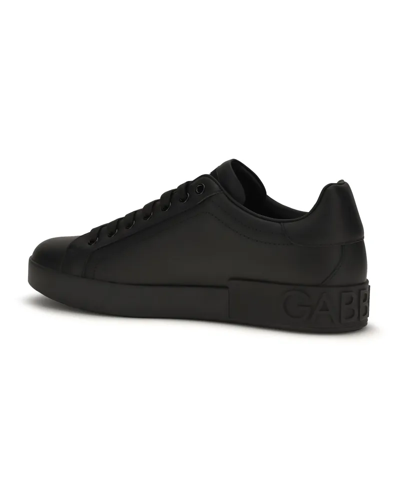 Dolce & Gabbana Men's Sneakers Portofino Black Nappa Leather Trainers Black