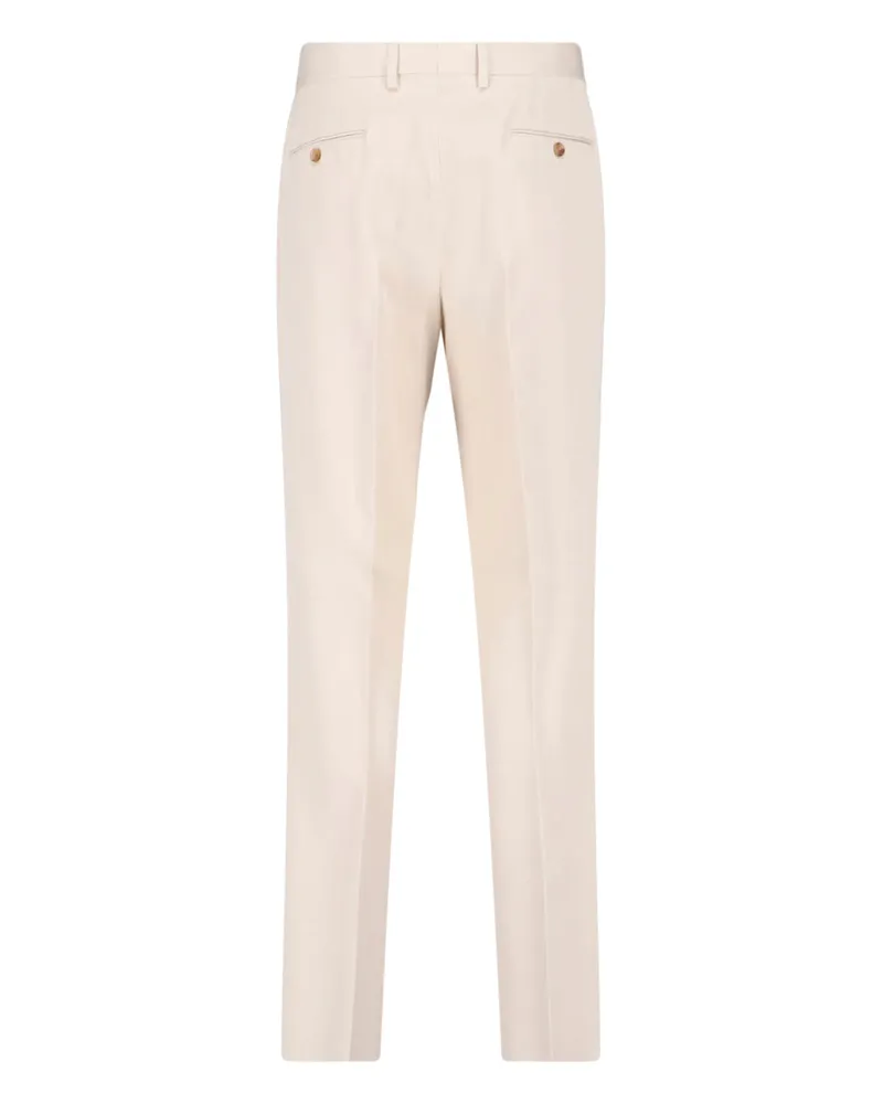 LARDINI Men's Trousers White Viscose Beige