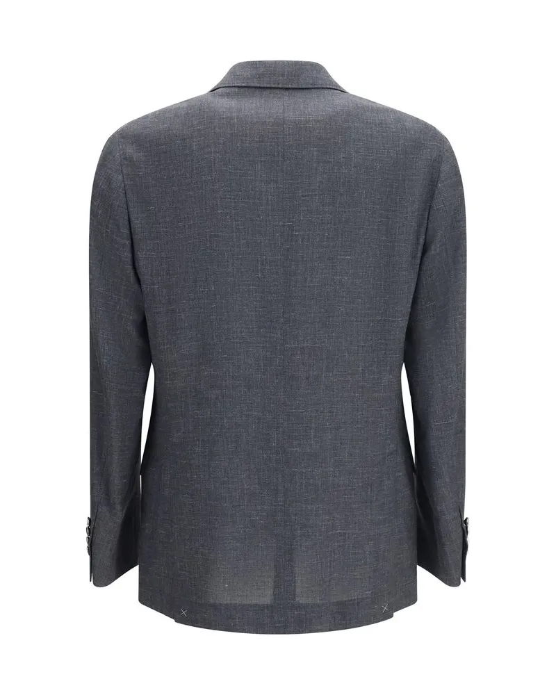 Brunello Cucinelli Men's Gray Wool Oves Aries Blazer Clothing Gray