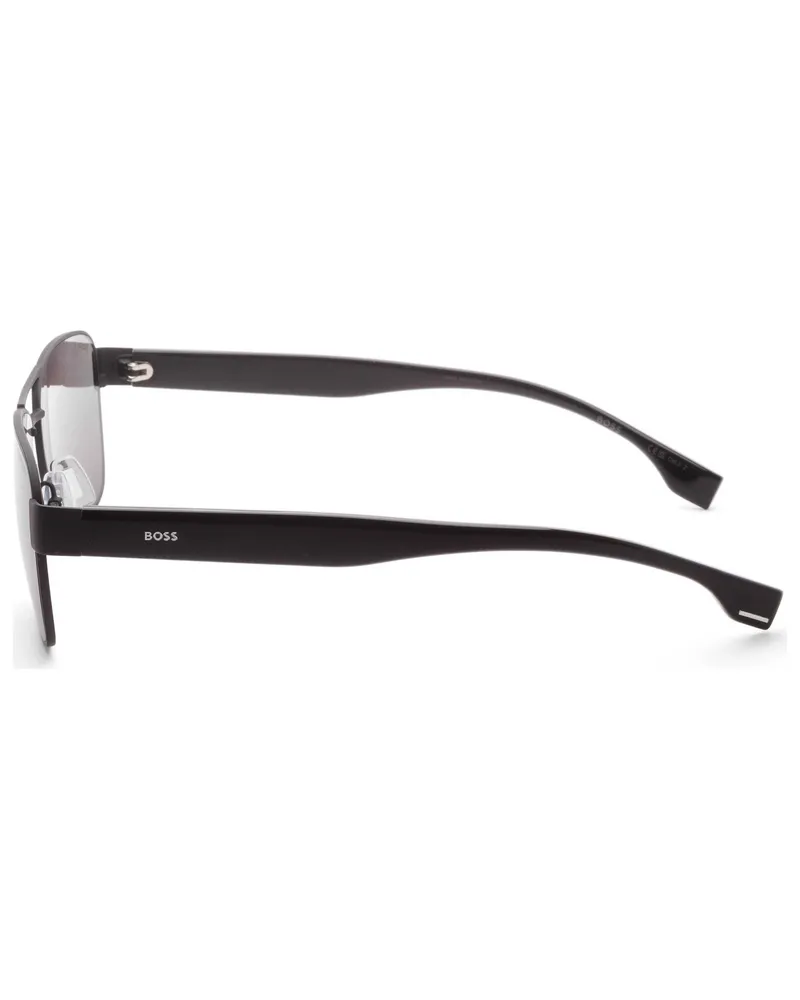 HUGO BOSS BOSS1441OS0807M9 Metal Rectangle Sunglasses — Black Black