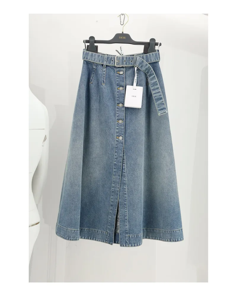 Dior Women's Skirt Eth-Jupe Denim Blue Cotton Blue