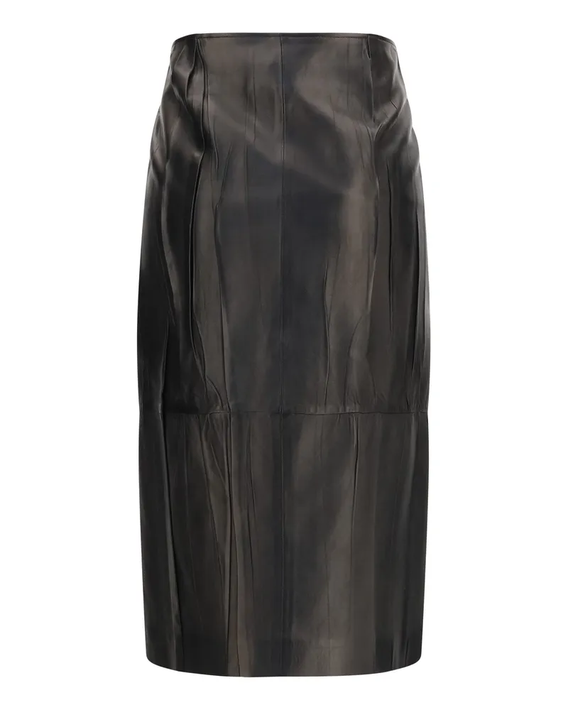 Ermanno Scervino Women's Midi Leather Skirt Black Lamb Ovis Aries Black