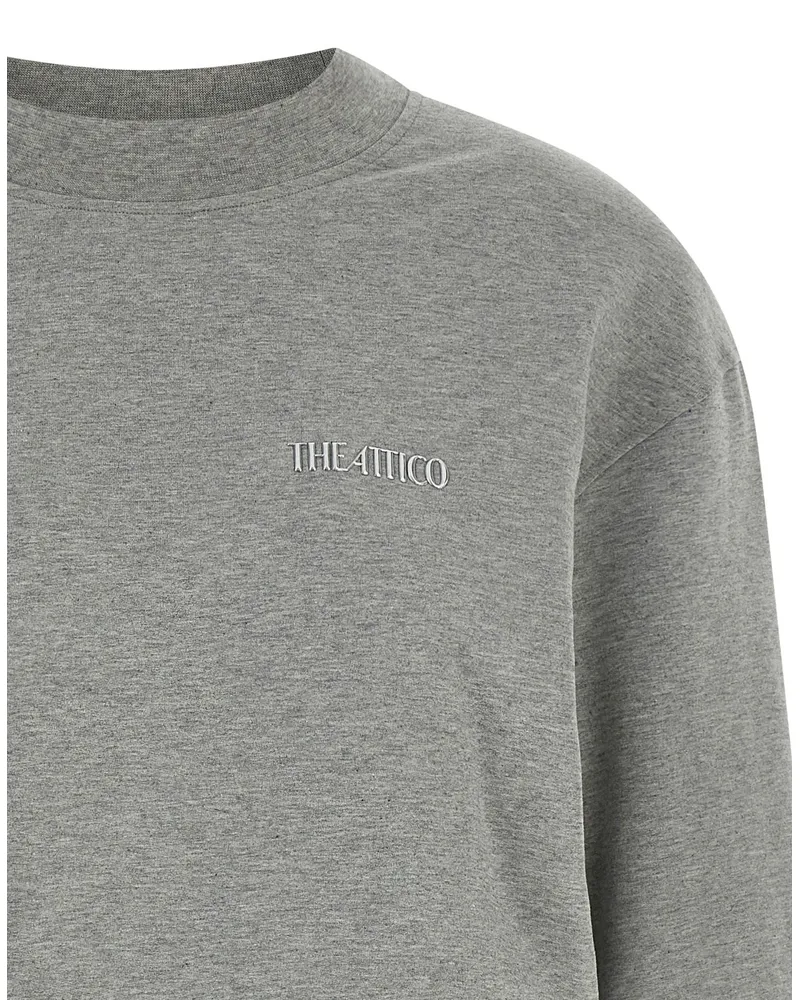 ATTICO Oversized Cotton Draped Sweatshirt — Gray Gray