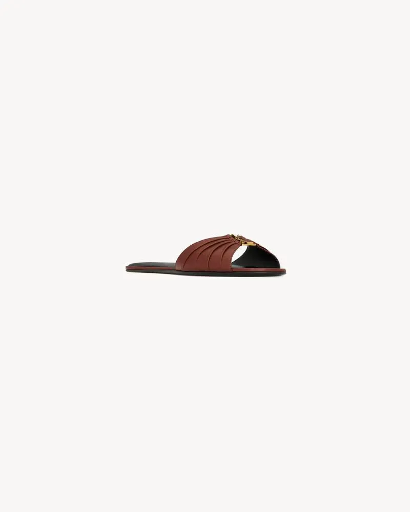 Saint Laurent Quilted Leather Mule — Marron Marron