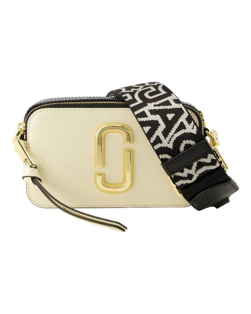 Marc Jacobs Women's The Snapshot Crossbody Leather White Cowhide Bags Totes-shopping-bags Black