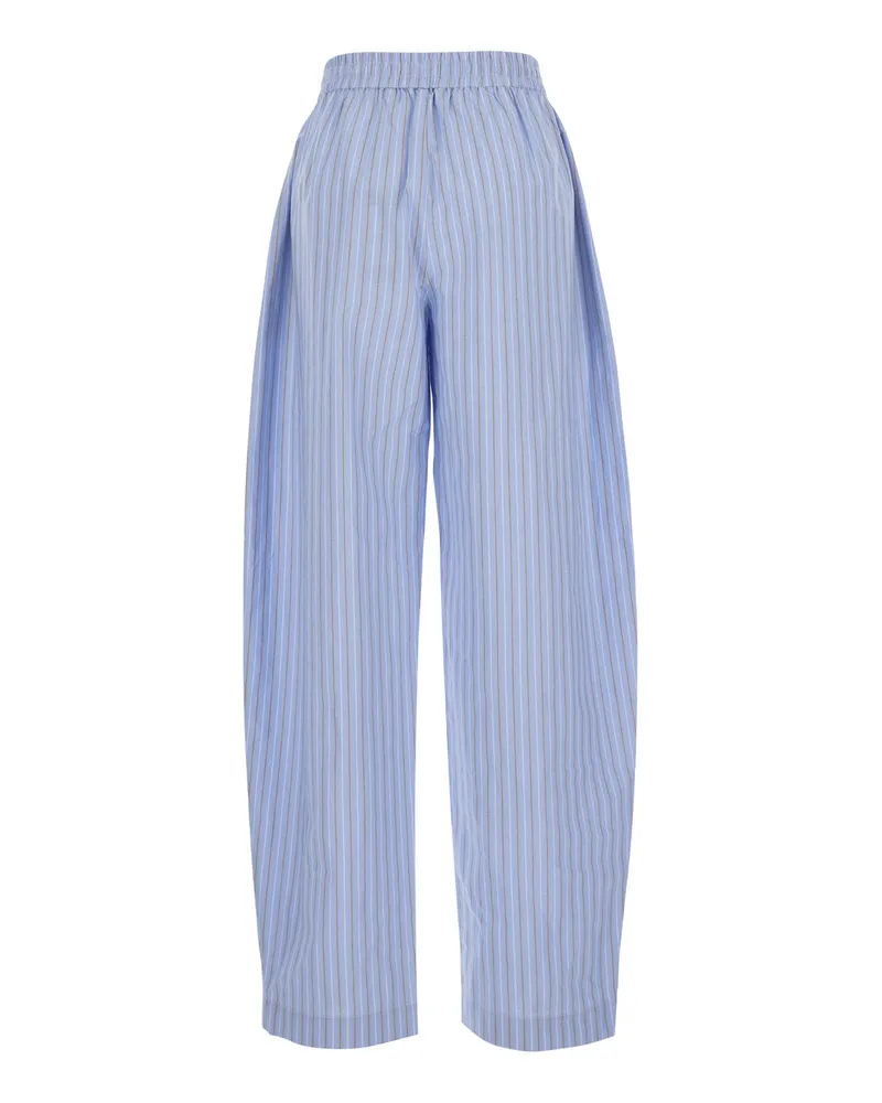 ROTATE Birger Christensen Women's Pants Light Blue Cotton Poplin Biologic Trousers Blue
