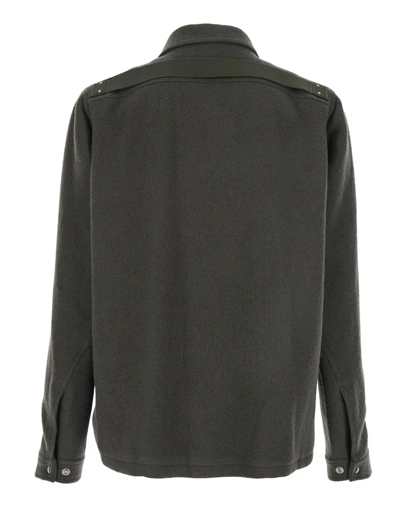 Rick Owens Men's Green Wool Jacket With Classic Collar Coat Green