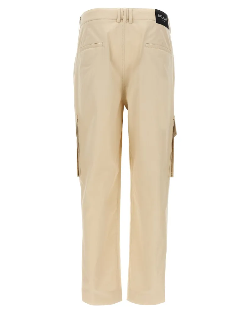 Balmain Cotton Serge Cargo Pants — Beige Beige