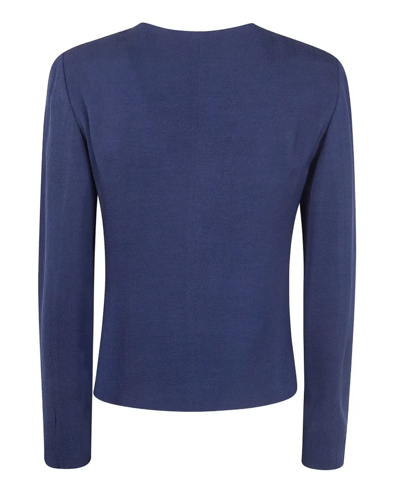 Emporio Armani Ruffled-Front Blouse — Navy Navy