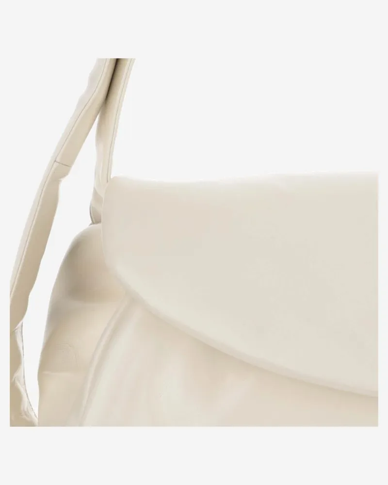 Jil Sander Women's Cannolo Grande Leather Bag Ivory Shoulder White