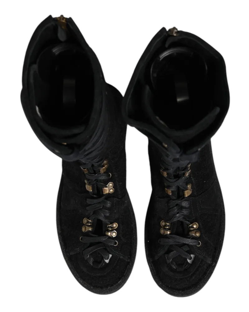 Dolce & Gabbana Men's Black Alpaca Wool Suede Mid Calf Boots Shoes Pa+alpaca Wool+20lf Black
