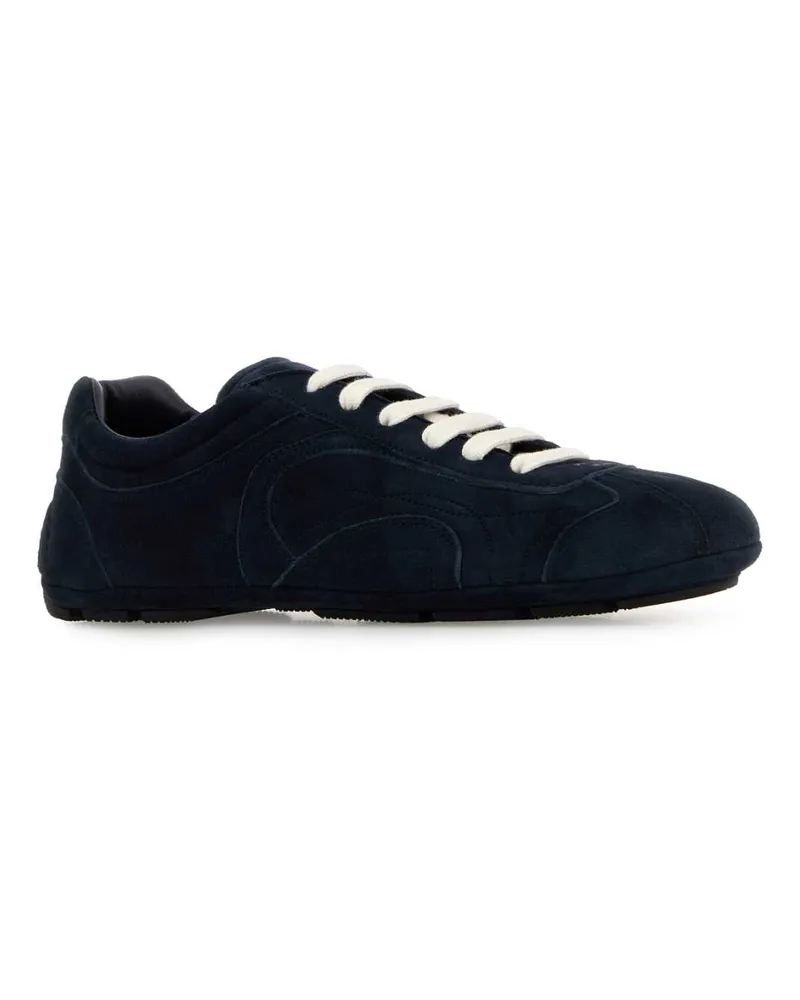 Prada Women's Dark Blue Suede Montecarlo Sneakers Bleu Navy