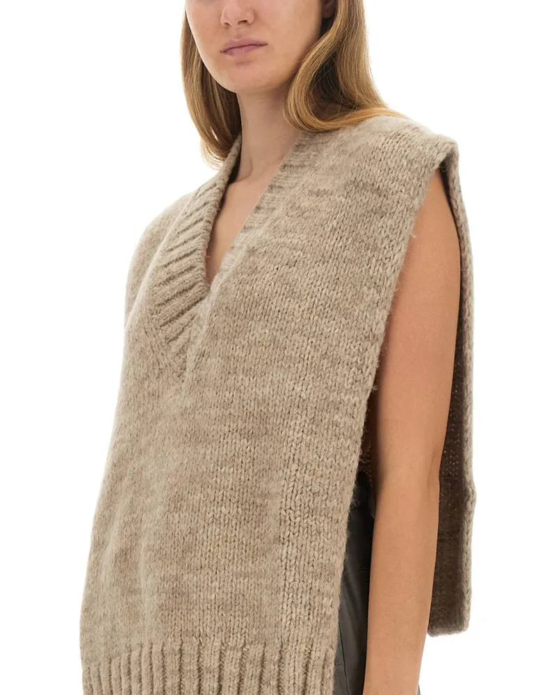 Maison Margiela Knitted Alpaca Vest — Beige Beige