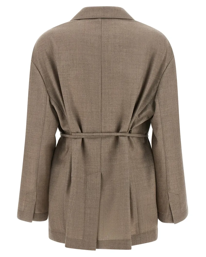 Brunello Cucinelli Women's Beige Virgin Wool Blazer Clothing Beige