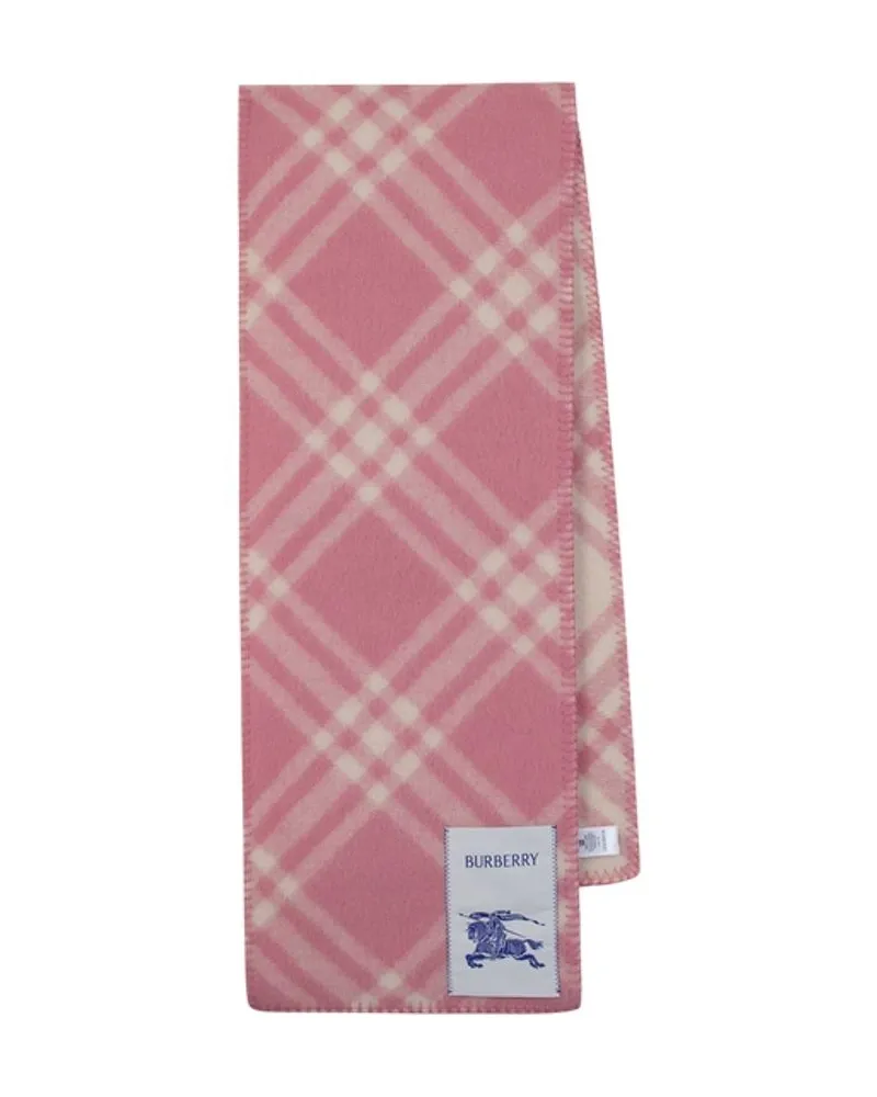 Burberry Women's Mu Tri Bar Check Scarf -  Wool Pink Accessories Pink
