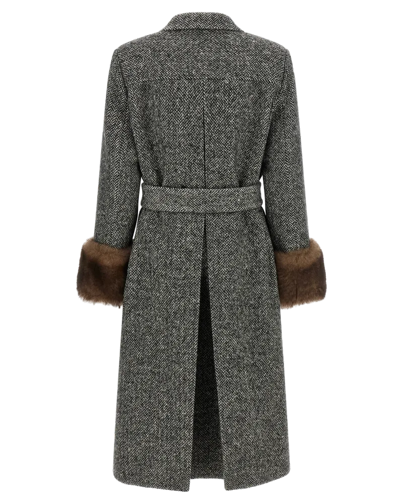 Valentino Garavani Chevron Virgin Wool Coat — Gray Gray