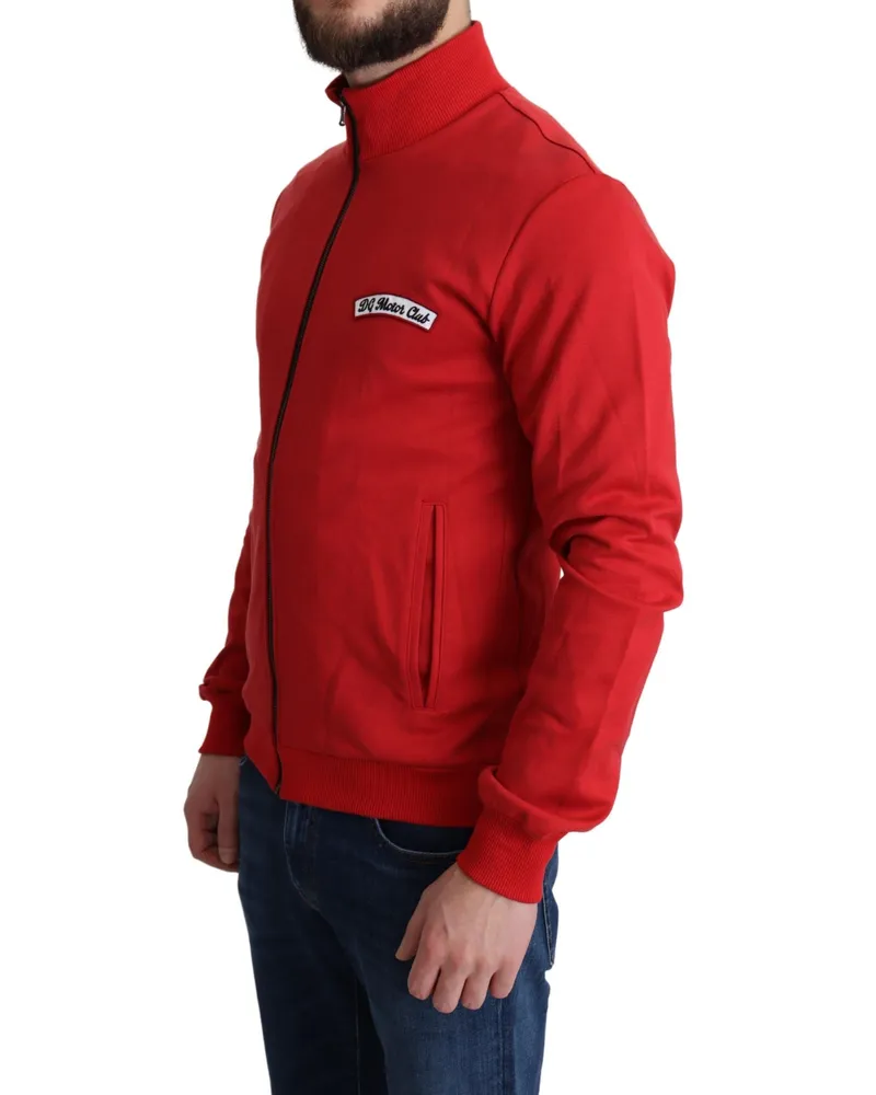 Dolce & Gabbana Men's Logo-Embroidered Cardigan Cotton Spandex Nylon Red