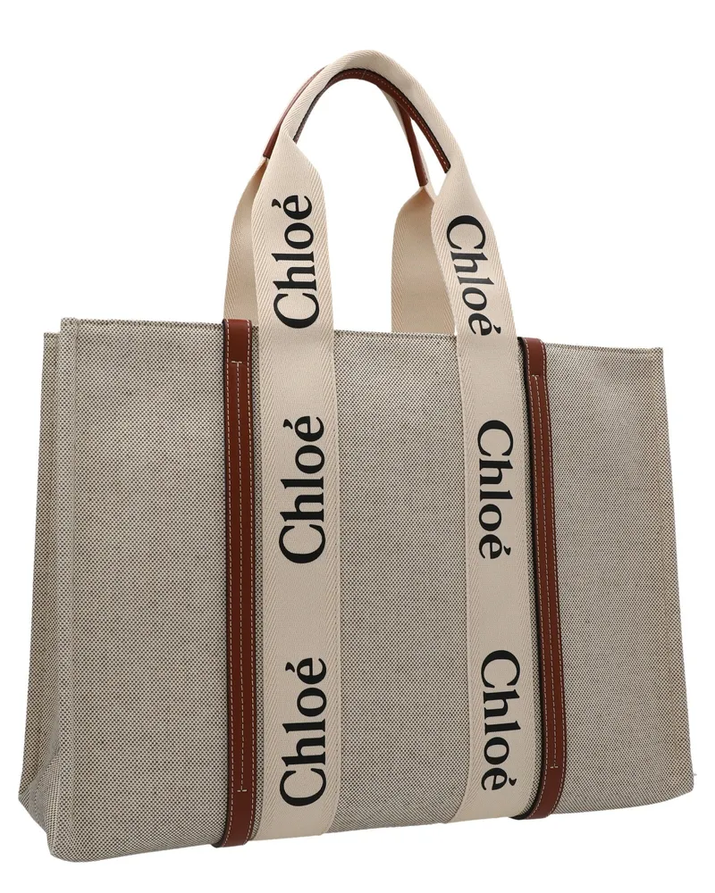 Chloé Woody Tote Bag — Beige Beige