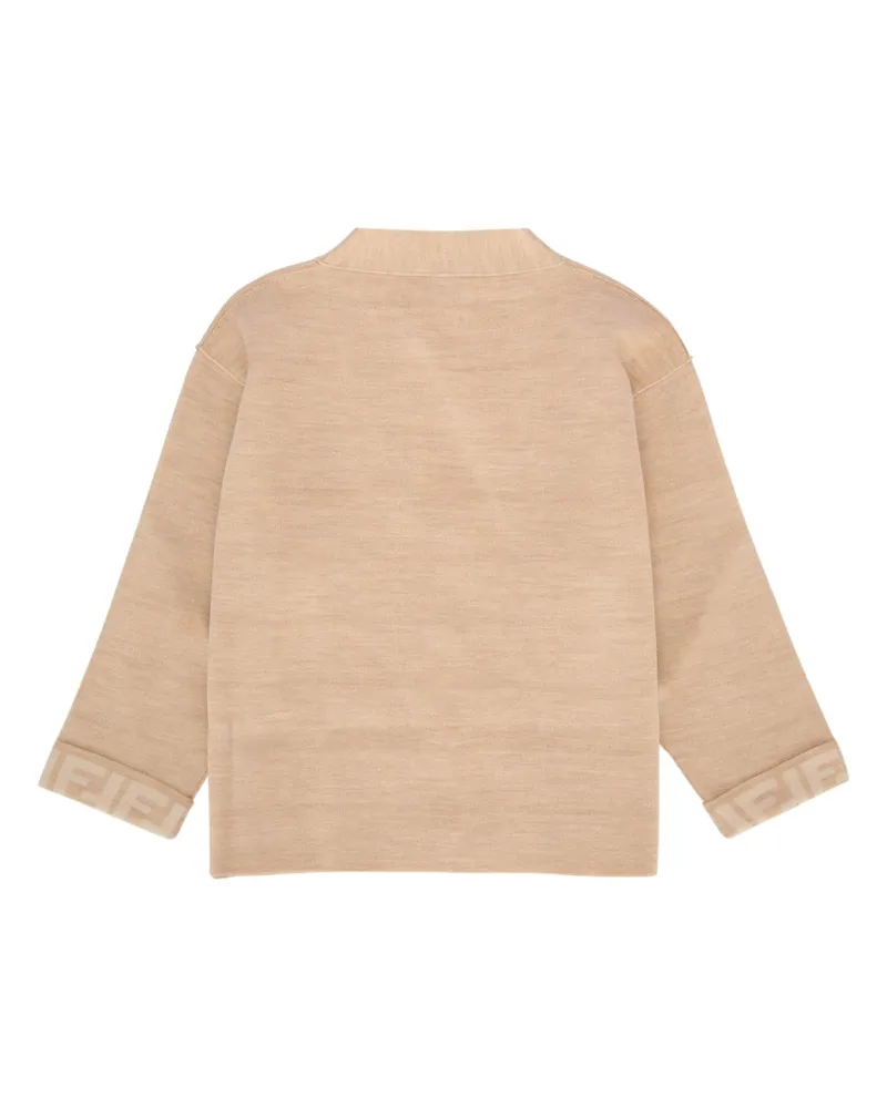 Fendi Boys' Maglia Buff Wool Maglieria Sweater Beige