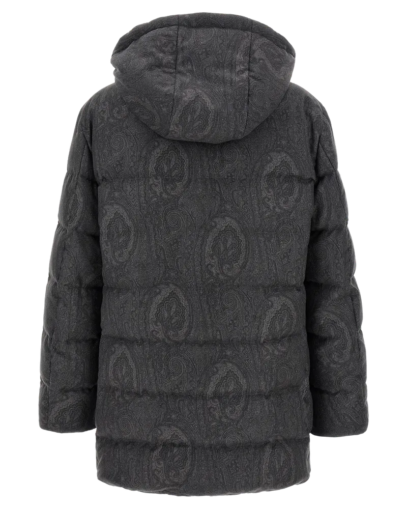 Etro Wool Arnica Paisley Down Jacket — Gray Gray
