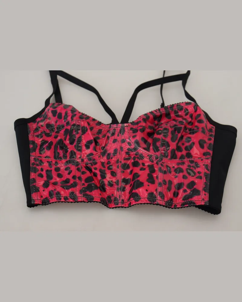 Dolce & Gabbana Leopard Print Cropped Bustier Top — Pink Pink