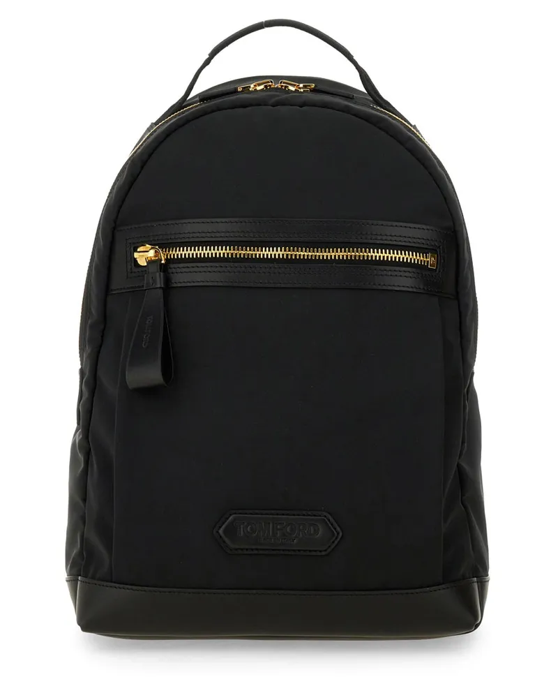 Tom Ford Men's Backpack With Logo Black Polyester Backpacks Black