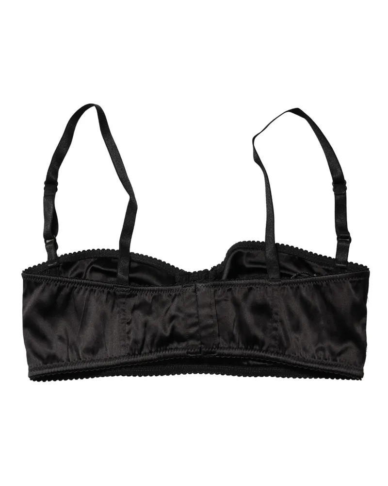 Dolce & Gabbana Women Black Semi-Pad Underwire Balconette Bra Underwear Elastane Silk Clothing Black