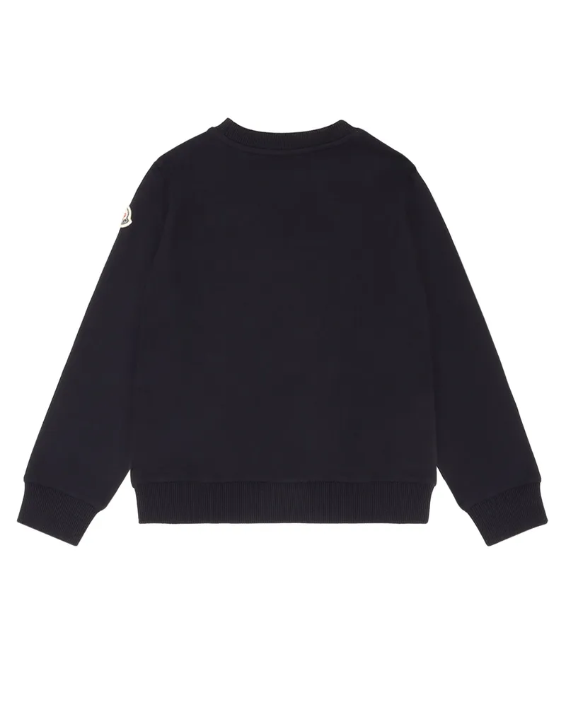 Moncler Boys' Logo Detail Cotton Sweatshirt Blue Hoods & Sweatshirts Navy