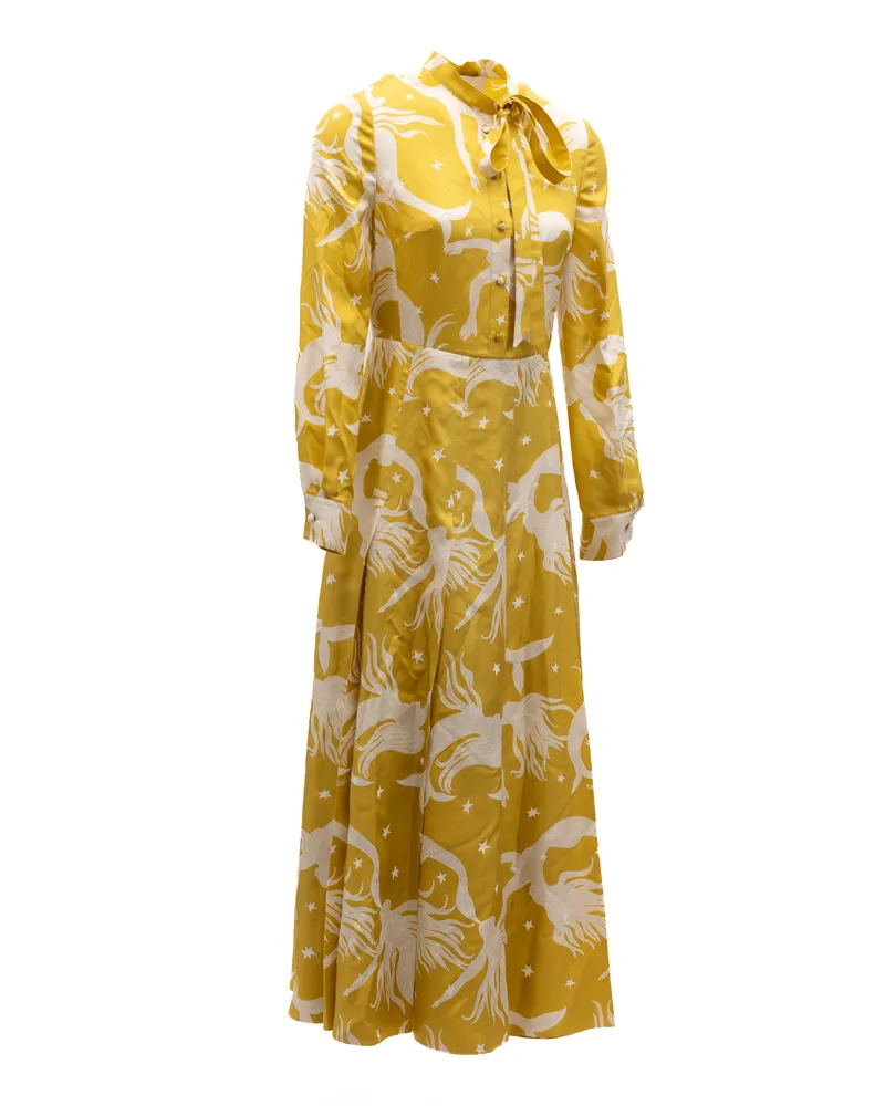 Valentino Garavani Women's Yellow Silk Dress Yellow