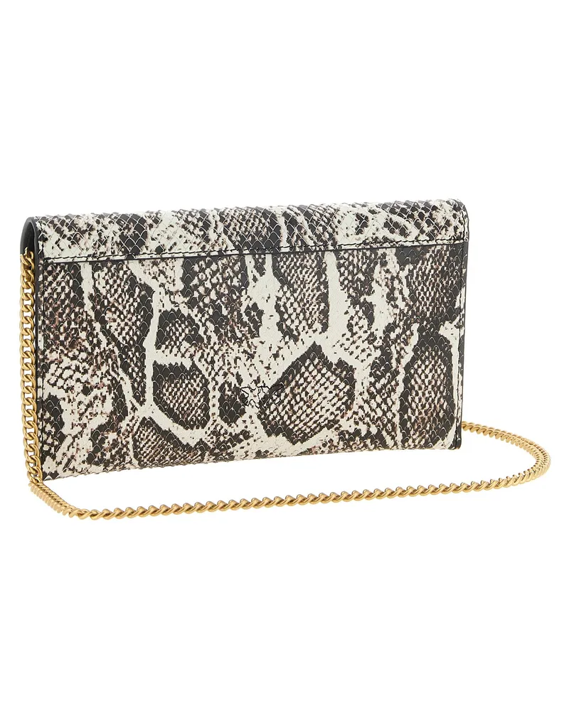 Pinko Love Birds Calfskin Leather Clutch — Black Black
