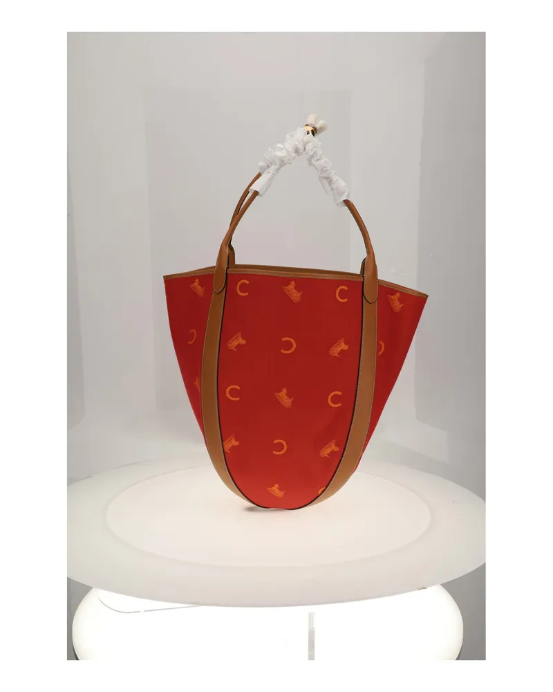 Celine Women's Bucket Bag Red-Orange Cotton Red/orange Red