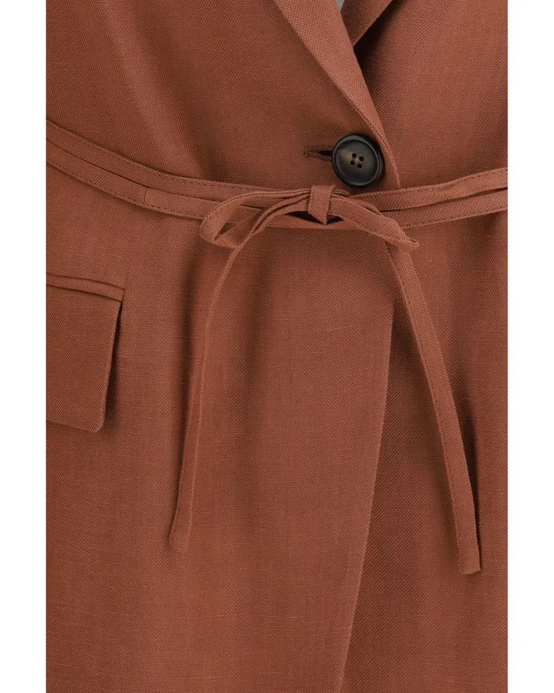 Brunello Cucinelli Viscose and Linen Blazer — Brown Brown