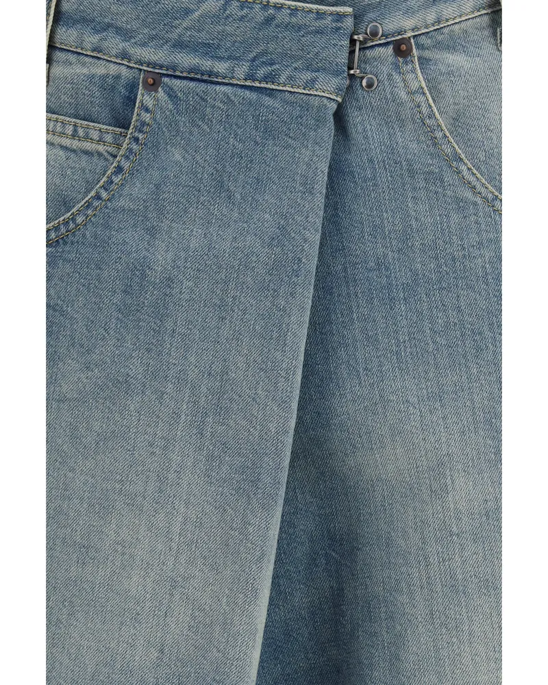 Maison Margiela Wide-Leg Wrap Jeans — Blue Blue