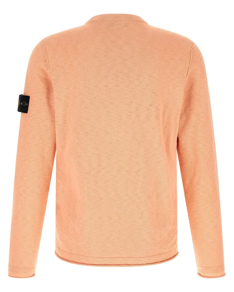 Stone Island Shaved Cotton-Nylon Knit Sweater — Peach Peach