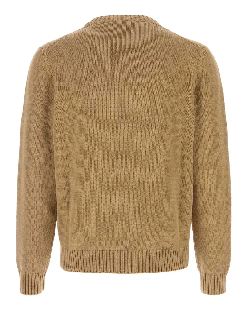 Prada Men's Camel Cotton Sweater Cammello Exterior: Maglieria Beige