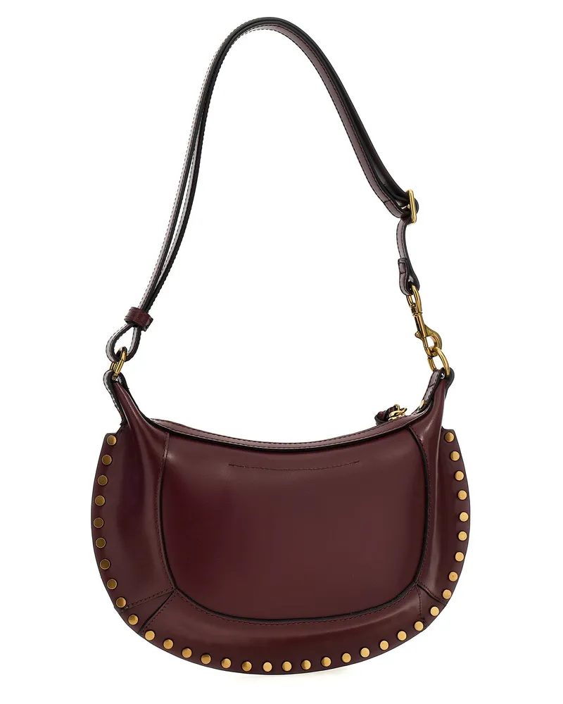 Isabel Marant Studded Leather Shoulder Bag — Burgundy Burgundy