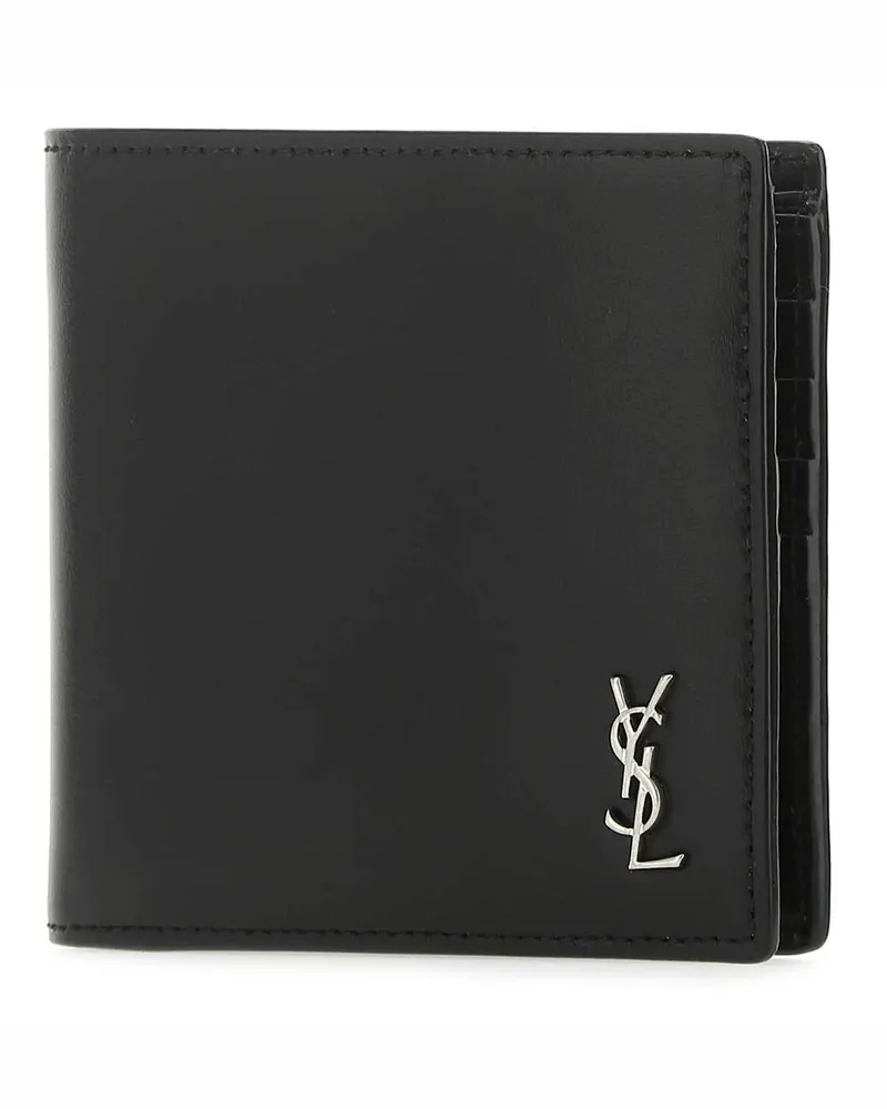 Saint Laurent 6077271jb0e 1000 Nero Calf Skin Portafogli Wallet Black