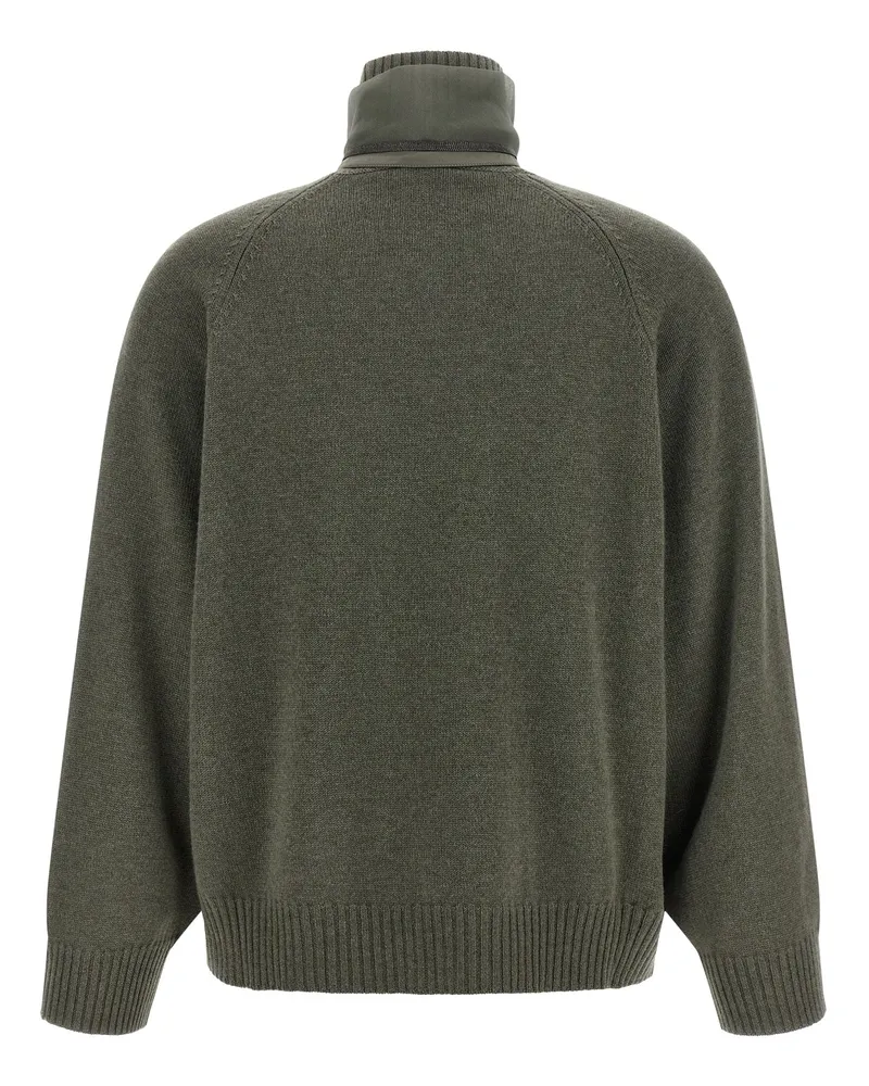 Brunello Cucinelli Cashmere with Removable Silk Insert Cardigan — Gray Gray