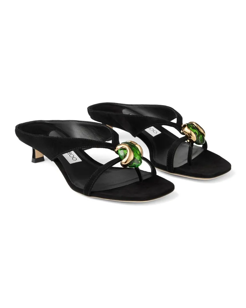 Jimmy Choo Stone-Embellished Suede Sandal — Black Black
