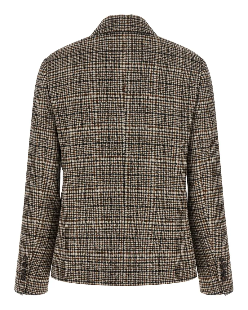 Brunello Cucinelli Double-Breasted Cashmere Blend Blazer — Brown Brown