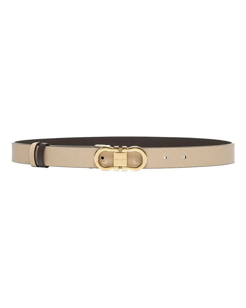 Ferragamo Women's Belt With Gancini Buckle, Brown Calf Leather Brown