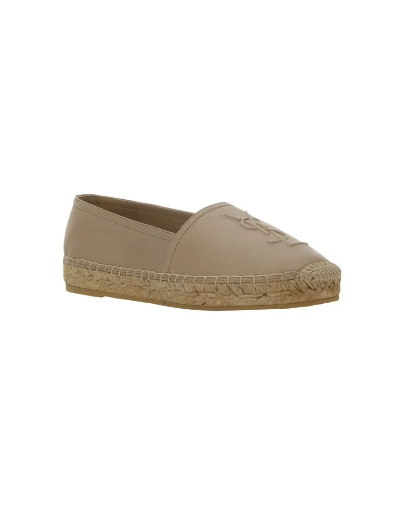 Saint Laurent Women's Beige Lamb Ovis Aries Espadrilles Shoe Beige