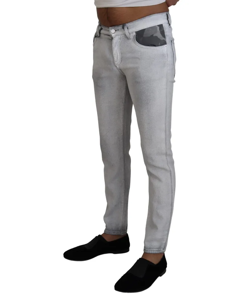 Dolce & Gabbana Gray Washed Skinny Men Denim Jeans Cotton Clothing Gray