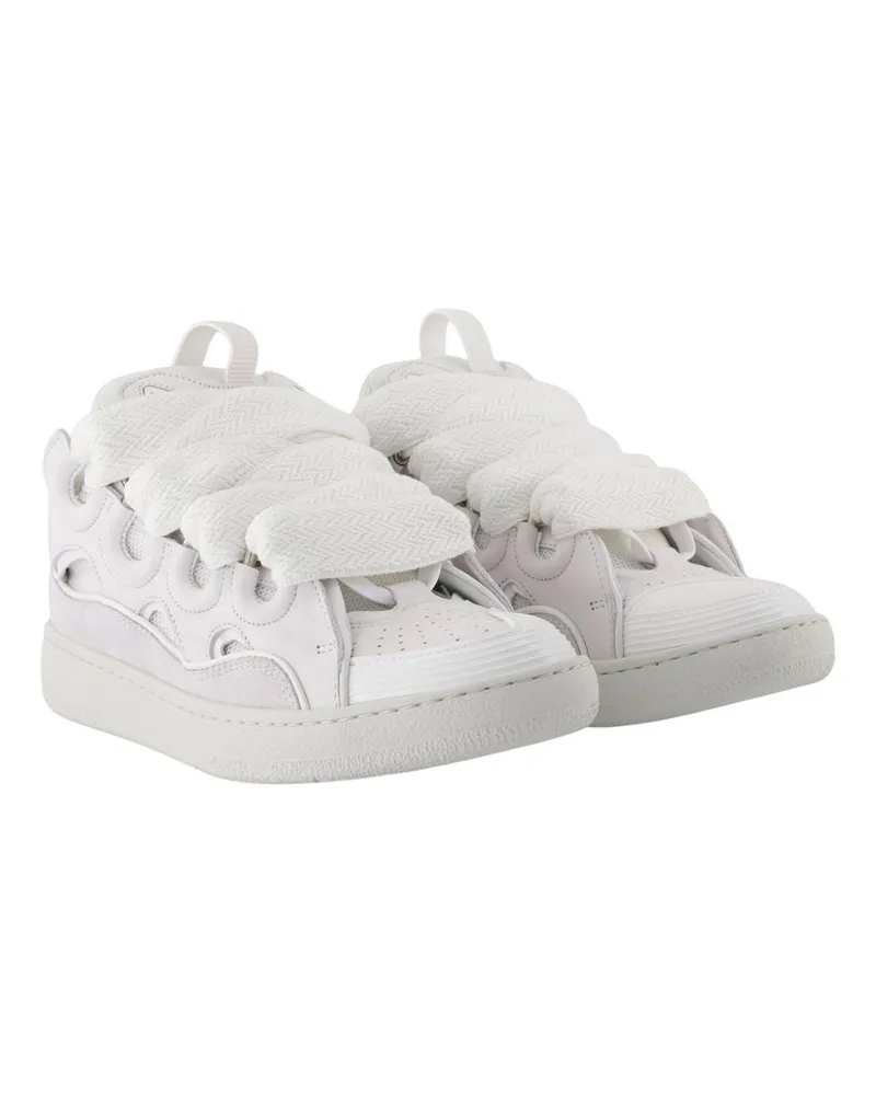 Lanvin Men's Curb Sneakers -  Synthetic White Calfskin Shoes White