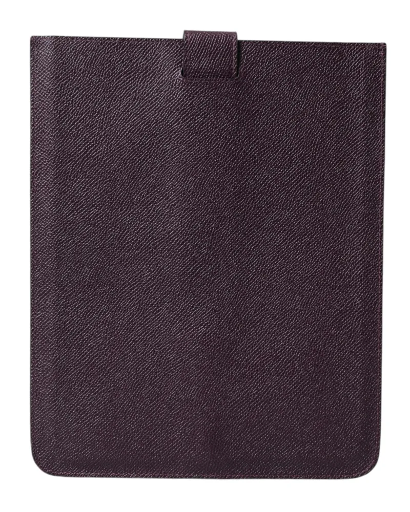 Dolce & Gabbana Women's Dark Brown Leather Logo Plaque Cover Sleeve Tablet Case Accessory Brown