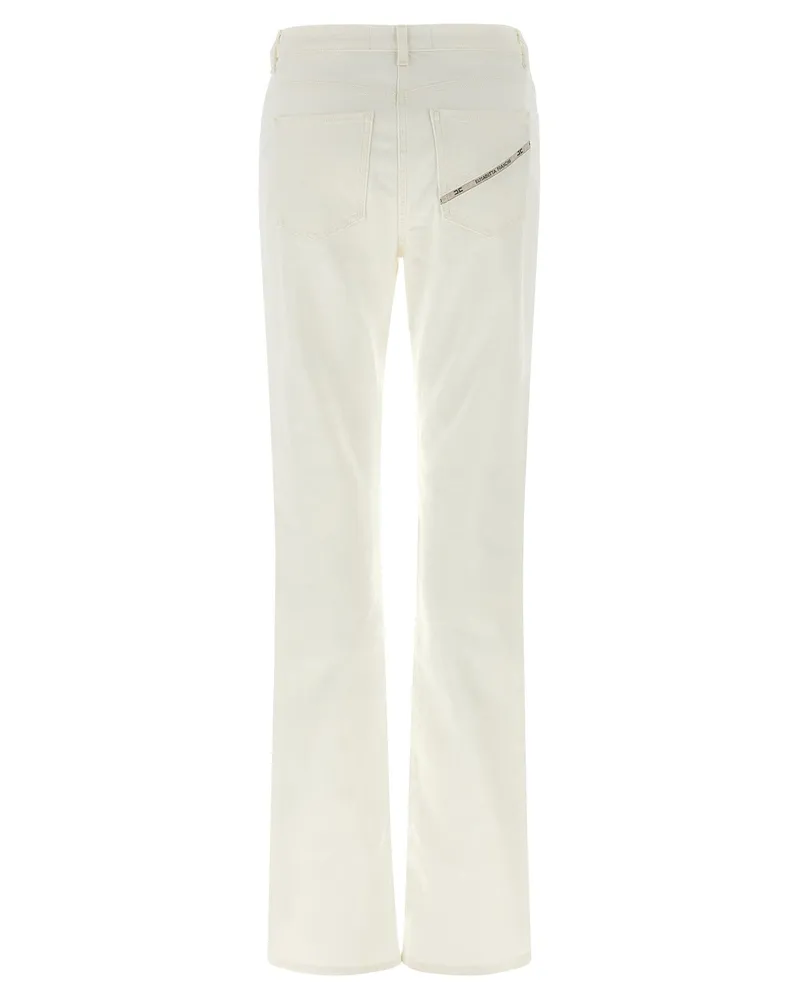 Elisabetta Franchi Jewel Padlock Jeans — Cream Cream