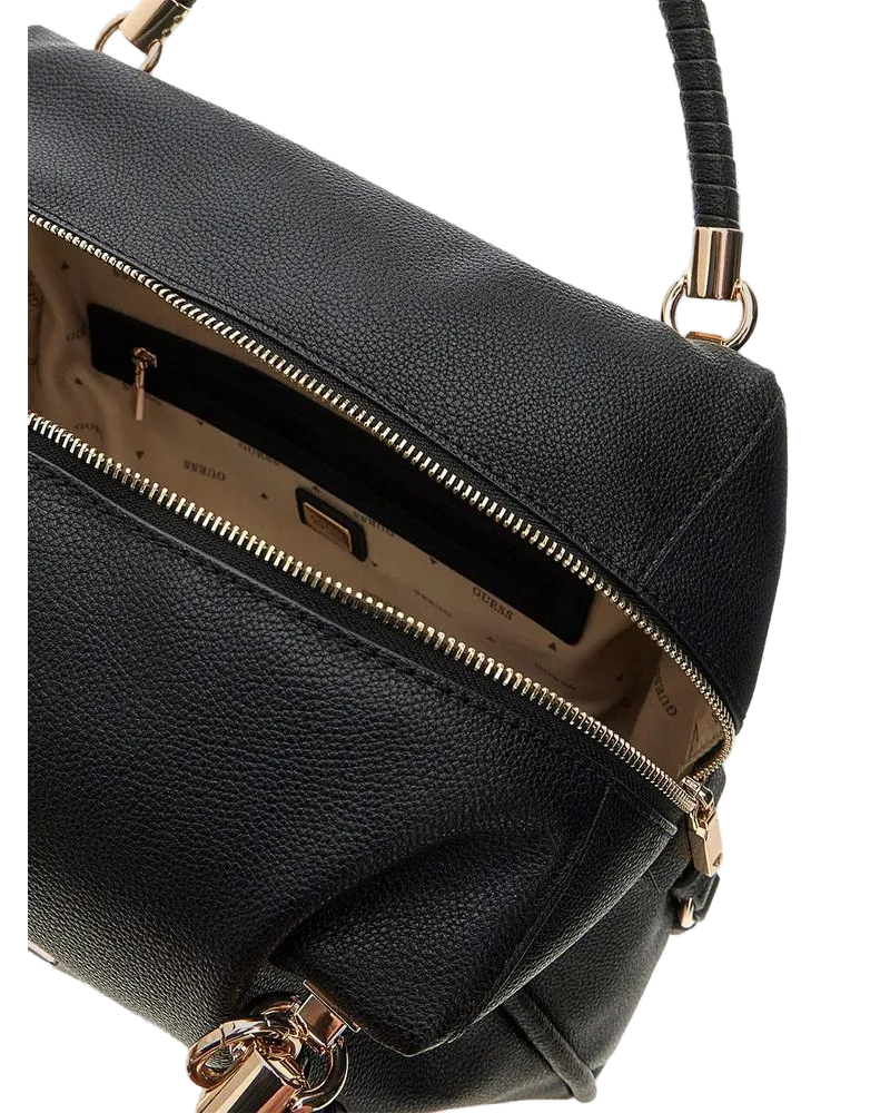 Guess Structured Polyurethane Shoulder Bag — Black Black