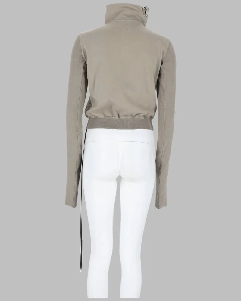 DRKSHDW by Rick Owens Women's Sweatshirt Mountain Asymmetric Zip Grey Cotton Sweatshirts Sweater Gray