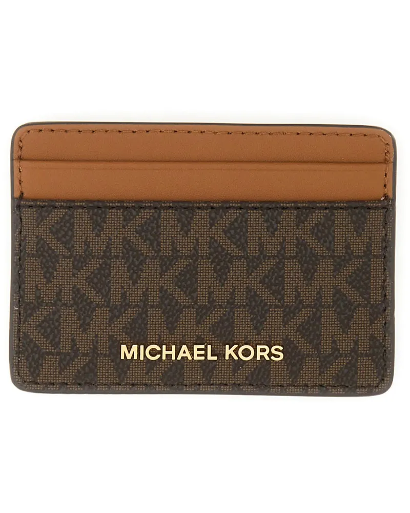Michael Kors Logo-Accented Card Case — Brown Brown