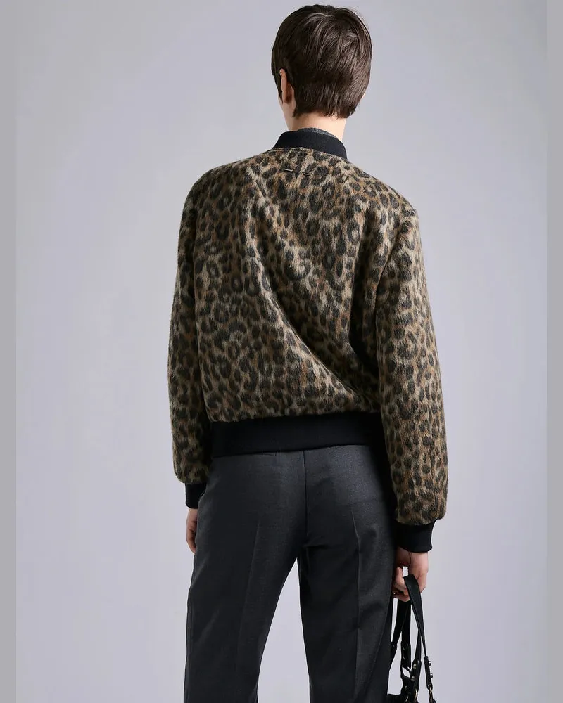 Barbara Bui Leopard-Print Wool Jacket — Tan Tan